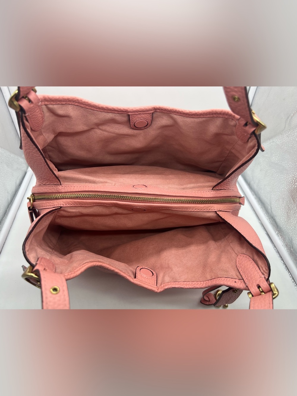 COACH C4824 Lori Candy Pink Rose Soft Pebbled Leather Shoulder Bag Hobo Tote - Picture 14 of 17